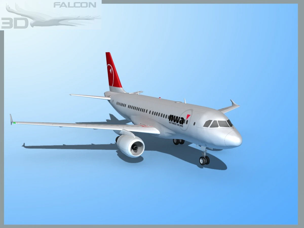 falcon3d  a319  northwest airlines 2 3D Model .c4d .max .obj .3ds .fbx .stl .blend 