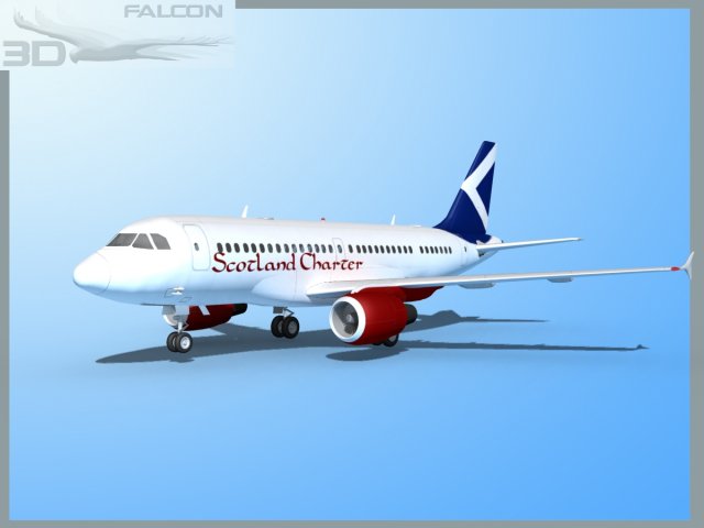 falcon3d  a319 scotland charter Model 3D .c4d .max .obj .3ds .fbx .stl .blend 