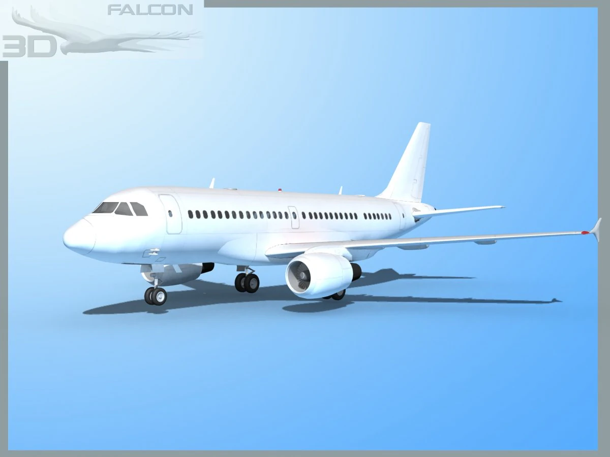 falcon3d  a319  unmarked 1 3D Model .c4d .max .obj .3ds .fbx .stl .blend 