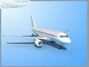falcon3d  a319  unmarked 1 3D Модель