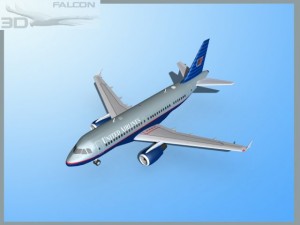 falcon3d  a319 united airlines 3D Модель