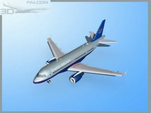 falcon3d  a319 united airlines 3D Model