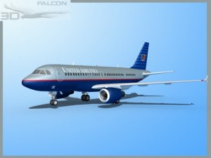 falcon3d  a319 united airlines 3D Модель