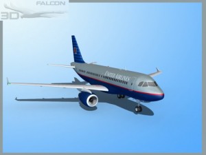 falcon3d  a319 united airlines 3D Модель