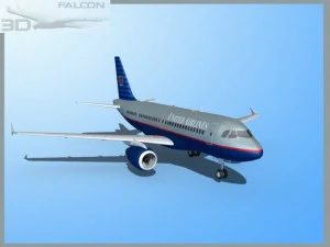 falcon3d  a319 united airlines 3D Model