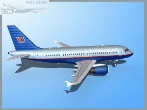 falcon3d  a319 united airlines 3D Модель