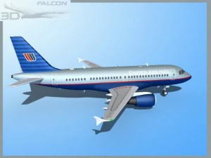 falcon3d  a319 united airlines 3D Model