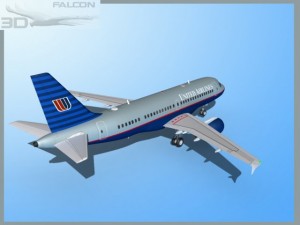 falcon3d  a319 united airlines 3D Модель