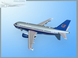falcon3d  a319 united airlines 3D Модель