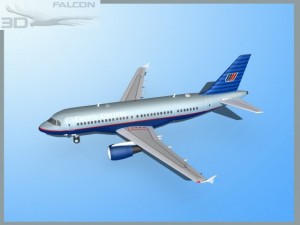 falcon3d  a319 united airlines 3D Модель