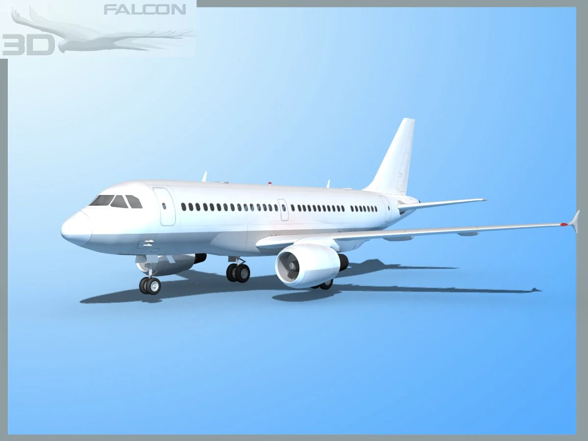 falcon3d a319 unmarked 2 3D Model .c4d .max .obj .3ds .fbx .stl .blend