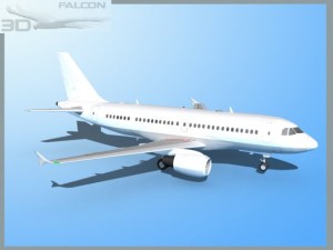 falcon3d  a319  unmarked 2 3D Model
