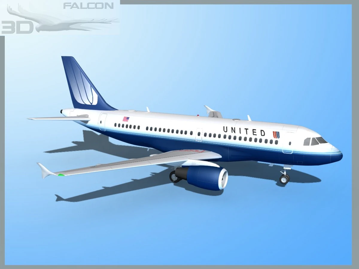 falcon3d a319 united airlines 2 3D Model .c4d .max .obj .3ds .fbx .stl .blend