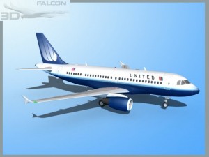 falcon3d  a319 united airlines 2 Modelo 3D