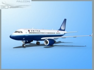falcon3d  a319 united airlines 2 3D Model