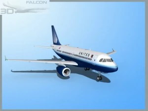 falcon3d  a319 united airlines 2 3D Model