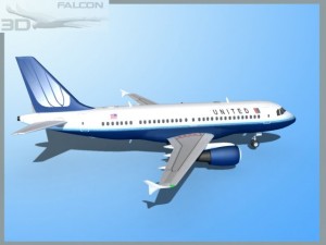falcon3d  a319 united airlines 2 3D Model