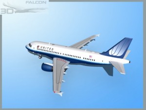 falcon3d  a319 united airlines 2 3D Model