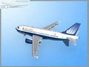 falcon3d  a319 united airlines 2 3D Model