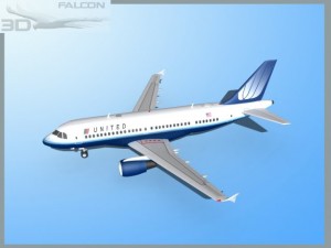 falcon3d  a319 united airlines 2 3D Model