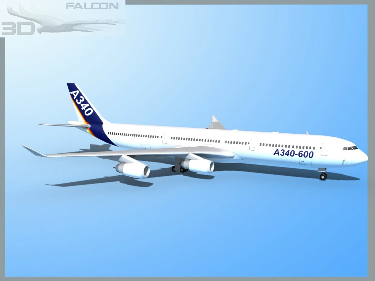 falcon3d a340 600 airbus 3D Model .c4d .max .obj .3ds .fbx .stl .blend 