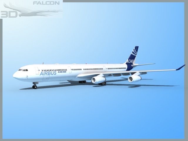 falcon3d a340 600 airbus2 Modelo 3D .c4d .max .obj .3ds .fbx .stl .blend 