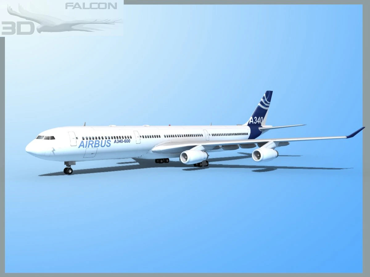 falcon3d a340 600 airbus2 3D Model .c4d .max .obj .3ds .fbx .stl .blend 