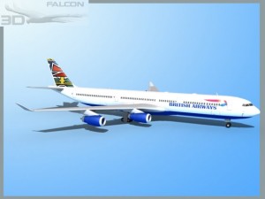 falcon3d a340 600 british airways Modelo 3D