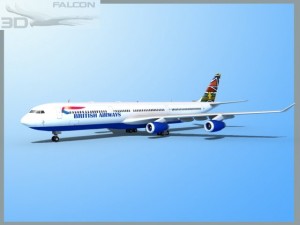 falcon3d a340 600 british airways 3D Model