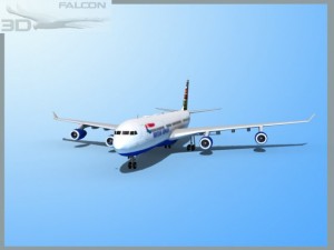 falcon3d a340 600 british airways 3D Model
