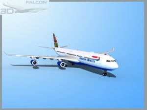 falcon3d a340 600 british airways 3D Model