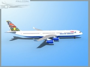 falcon3d a340 600 british airways 3D Model
