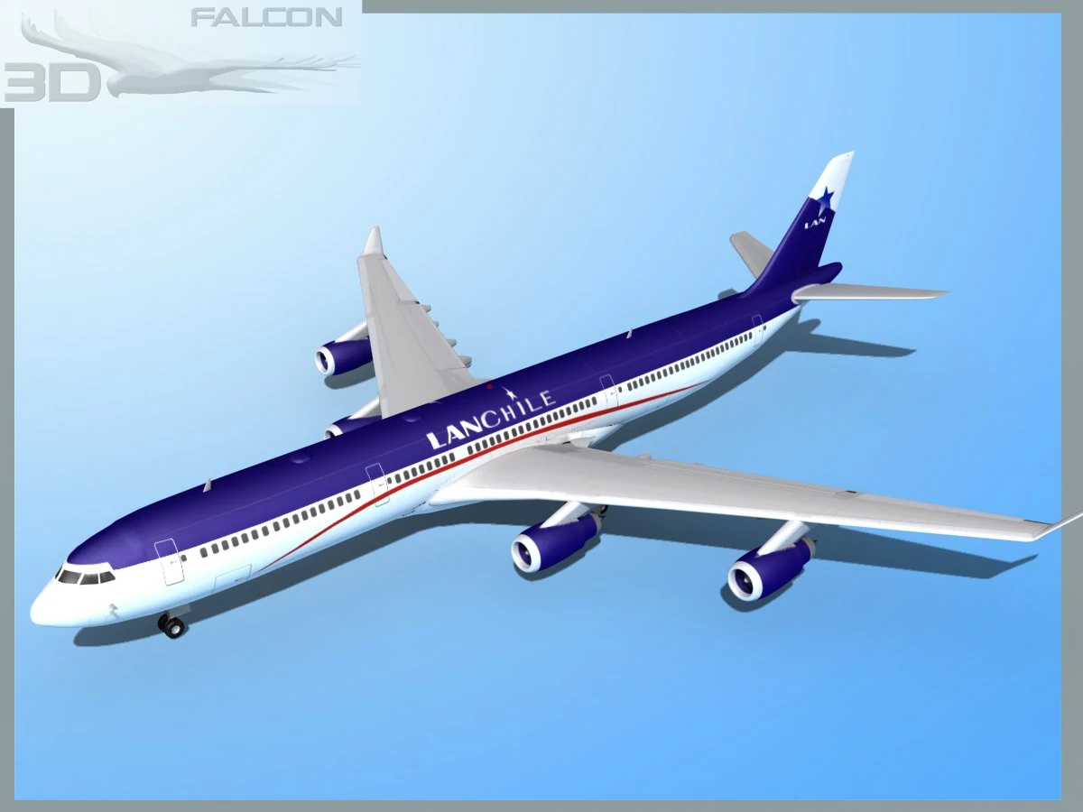 falcon3d a340 600 lan chile 3D Model .c4d .max .obj .3ds .fbx .stl .blend