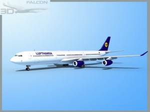 falcon3d a340 600 lufthansa Modelo 3D