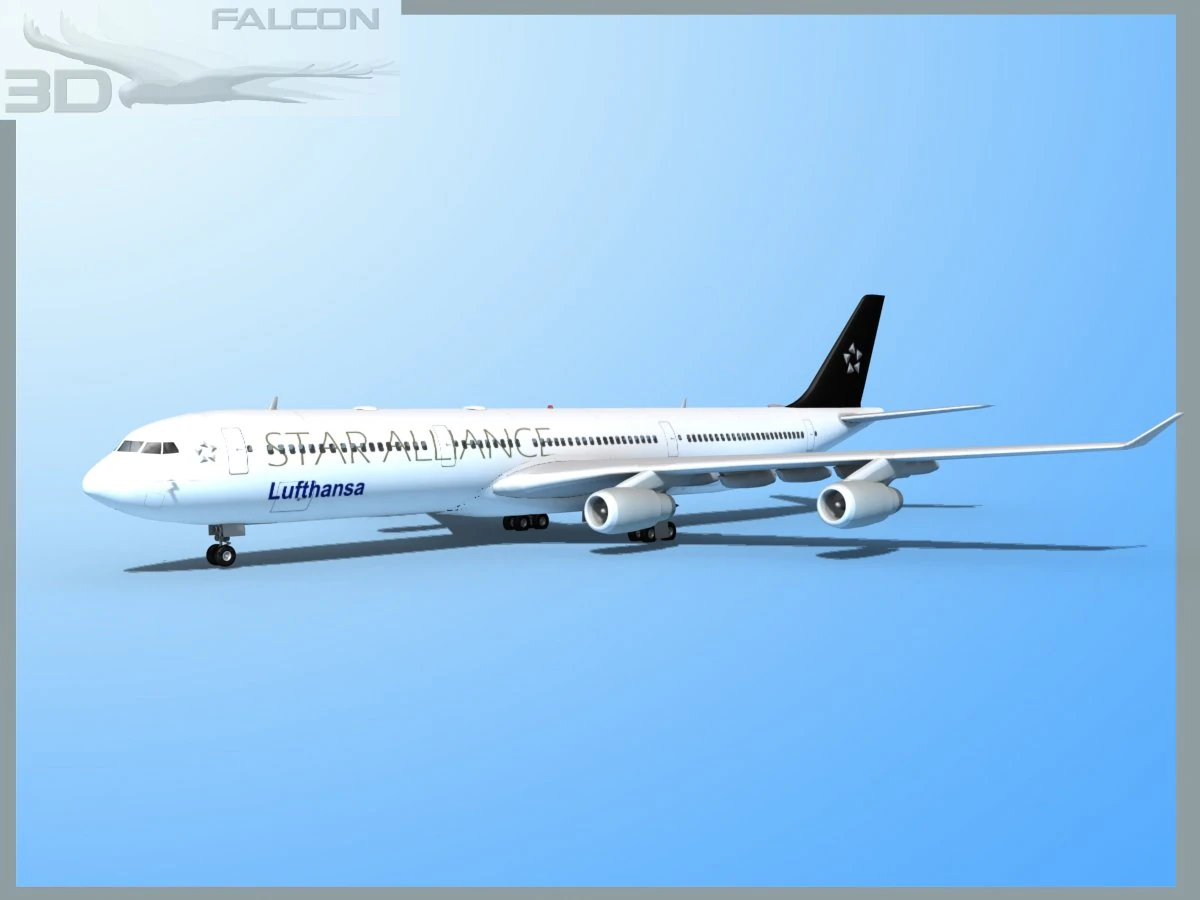 falcon3d a340 600 lufthansa star 3D Model .c4d .max .obj .3ds .fbx .stl .blend 
