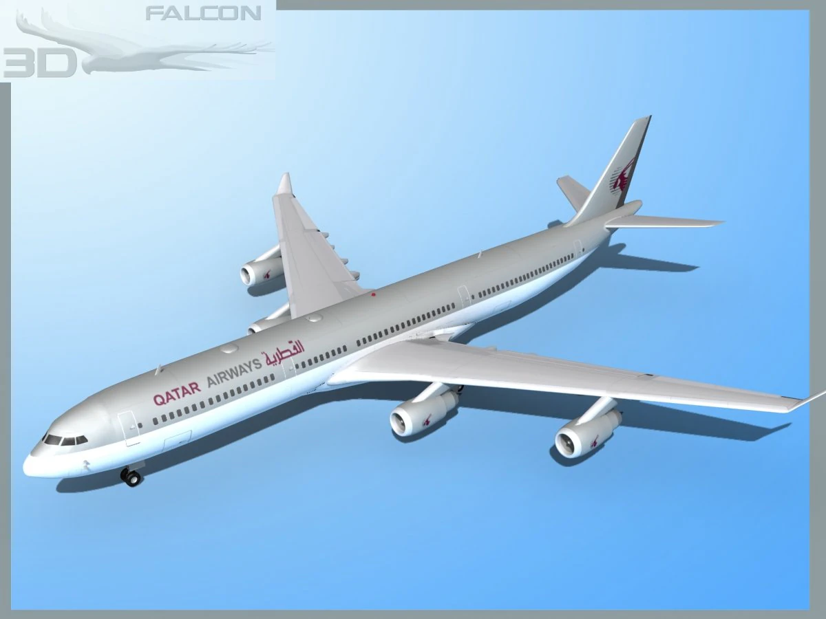 falcon3d a340 600 qatar 3D Model .c4d .max .obj .3ds .fbx .stl .blend 