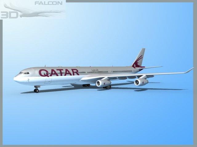 falcon3d a340 600 qatar 2 3D-Modell .c4d .max .obj .3ds .fbx .stl .blend 