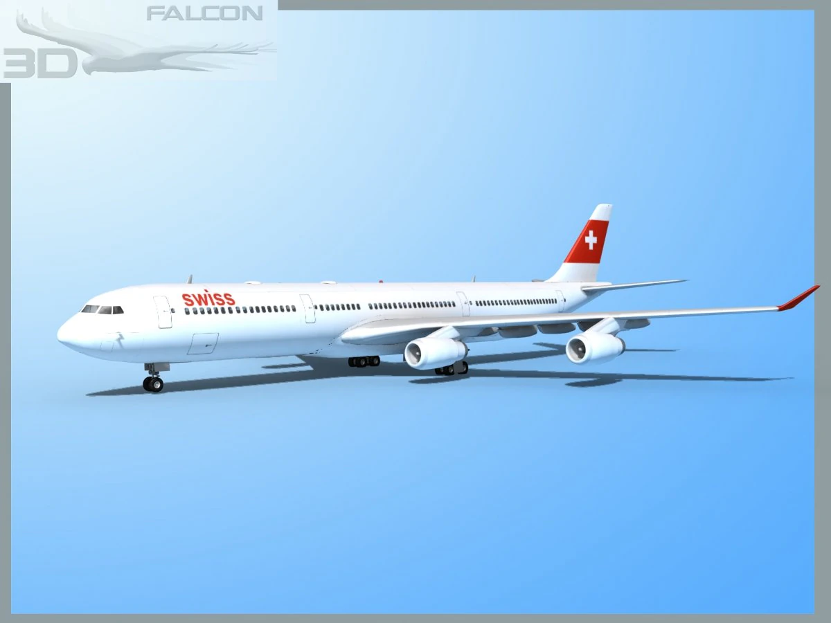 falcon3d a340 600 swiss air 3D Model .c4d .max .obj .3ds .fbx .stl .blend 