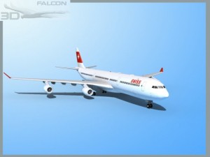 falcon3d a340 600 swiss air 3D Model