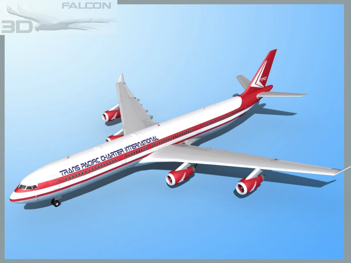 falcon3d a340 600 trans pacific charter 3D Model .c4d .max .obj .3ds .fbx .stl .blend 