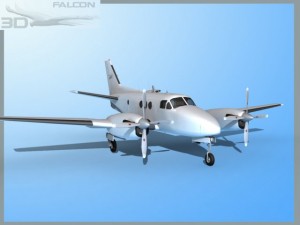 falcon3d e90 king air bare metal 3D 모델