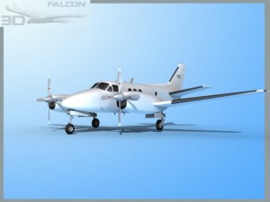 falcon3d e90 king air bare metal 3D Модель