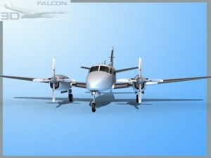falcon3d e90 king air bare metal 3D Модель