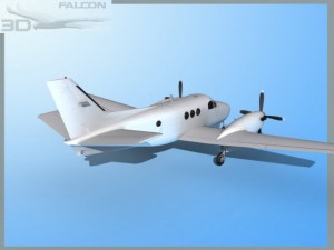 falcon3d e90 king air bare metal 3D Модель