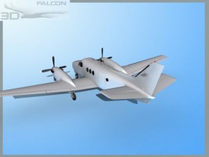 falcon3d e90 king air bare metal 3D Модель