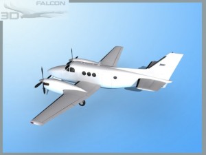 falcon3d e90 king air bare metal 3D Модель