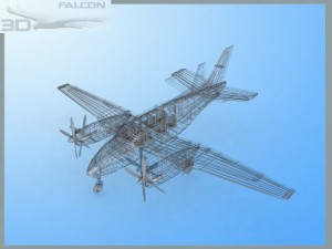 falcon3d e90 king air bare metal 3D Модель