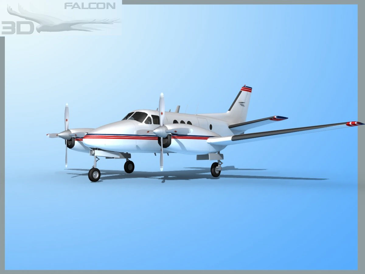 falcon3d e90 king air f01 3D Model .c4d .max .obj .3ds .fbx .stl .blend 