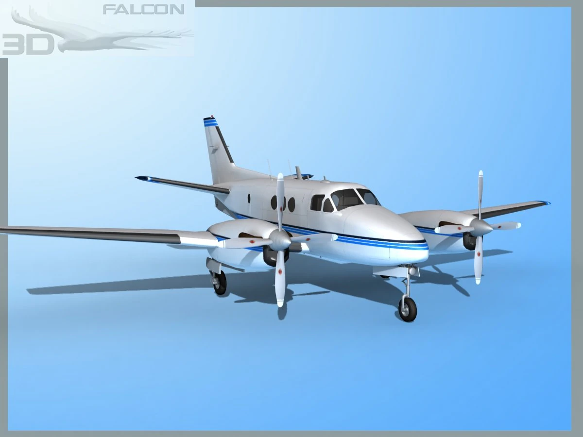 falcon3d e90 king air f02 3D Model .c4d .max .obj .3ds .fbx .stl .blend 