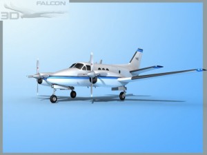 falcon3d e90 king air f02 Modello 3D